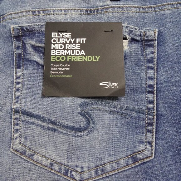 Silver Jeans Co. Denim Shorts Women's Plus Size 18W Blue Stretch Curvy Fit - Picture 5 of 12